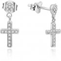 Beneto Silver earrings crosses with zircons AGUP1176 Beneto Silver earrings crosses with zircons AGUP1176