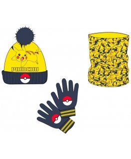Nintendo Pokemon Pikachu snood, hat and gloves set