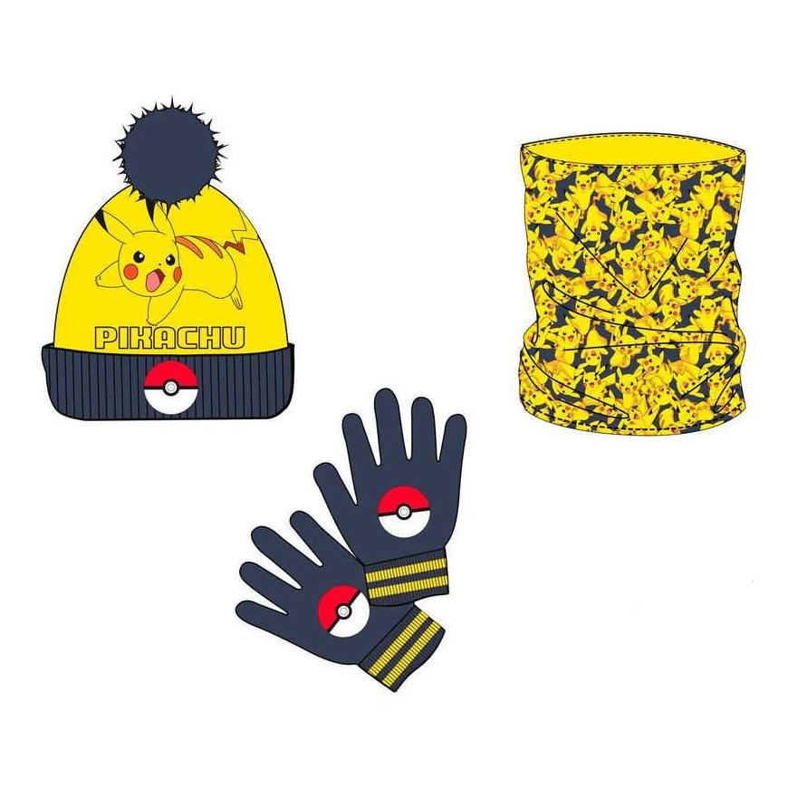 Nintendo Pokemon Pikachu snood, hat and gloves set