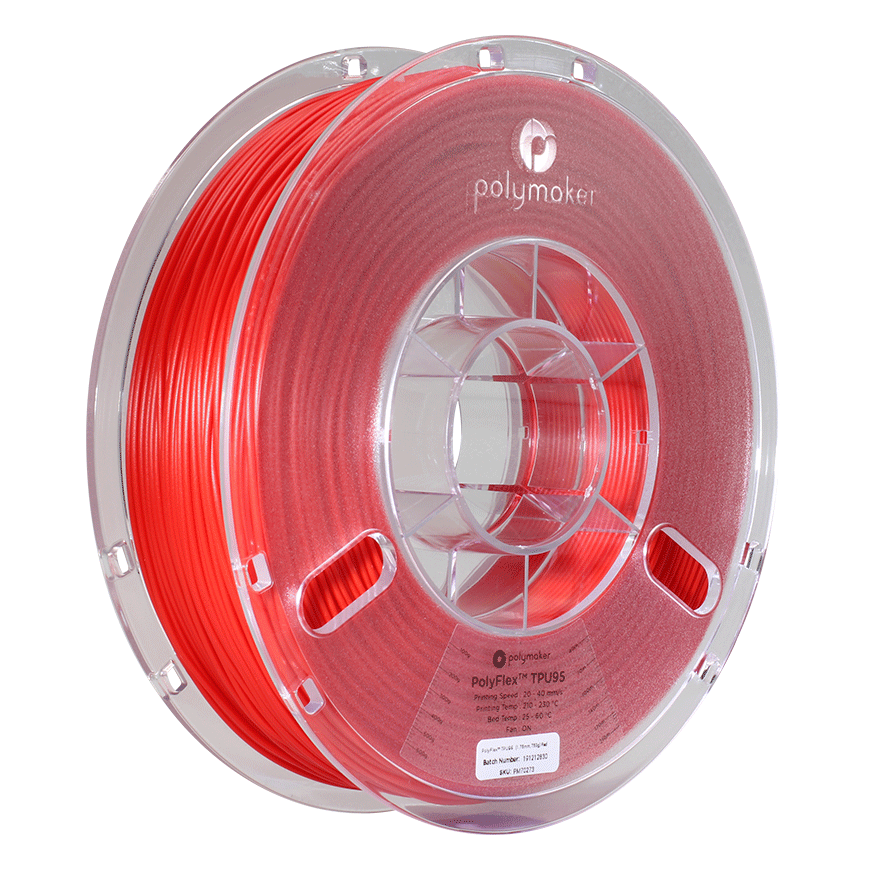 Polymaker PolyFlex TPU-95A - 0.75kg - 1.75mm - Raudonas