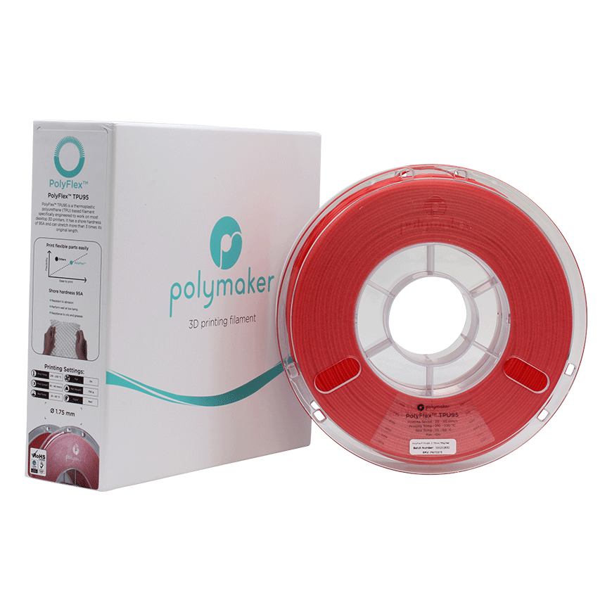 Polymaker PolyFlex TPU-95A - 0,75 kg - 1,75 mm - punainen – 3
