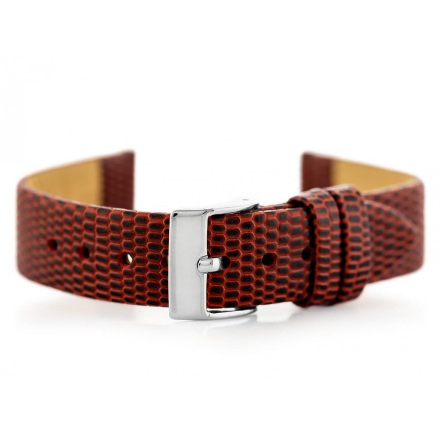 Pacific W107 leather watch strap - red/sr. 14 mm