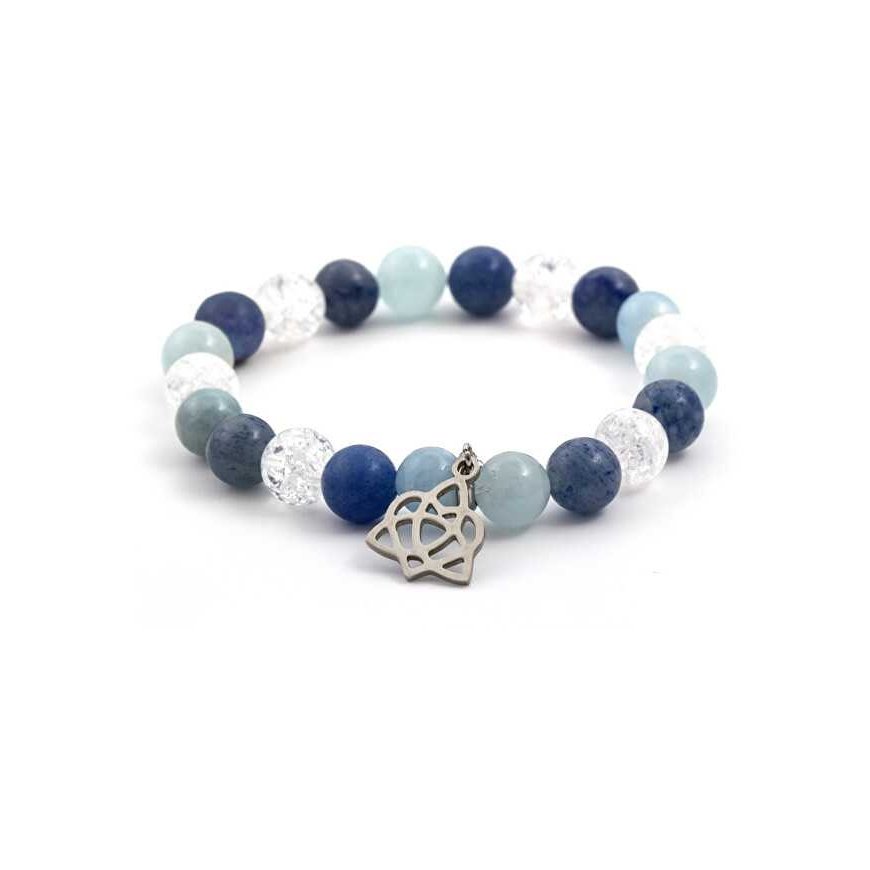 Agato Bead bracelet made of aquamarine, aventurine and MINK40 / 17 crystal