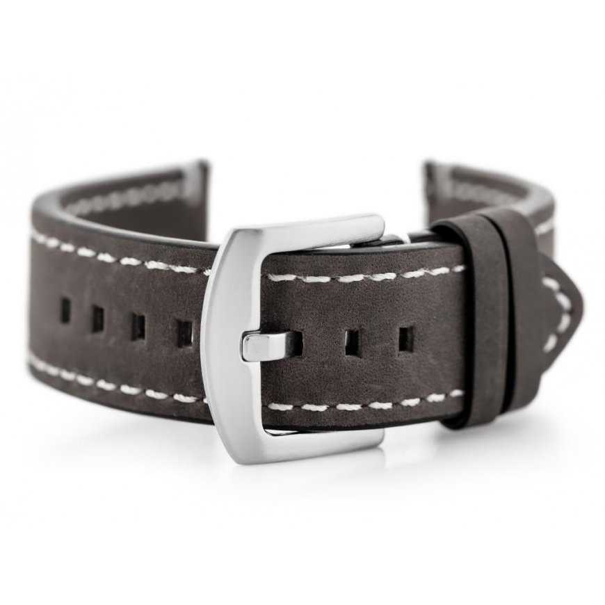 Pacific W72 leather watch strap - gray - 20mm