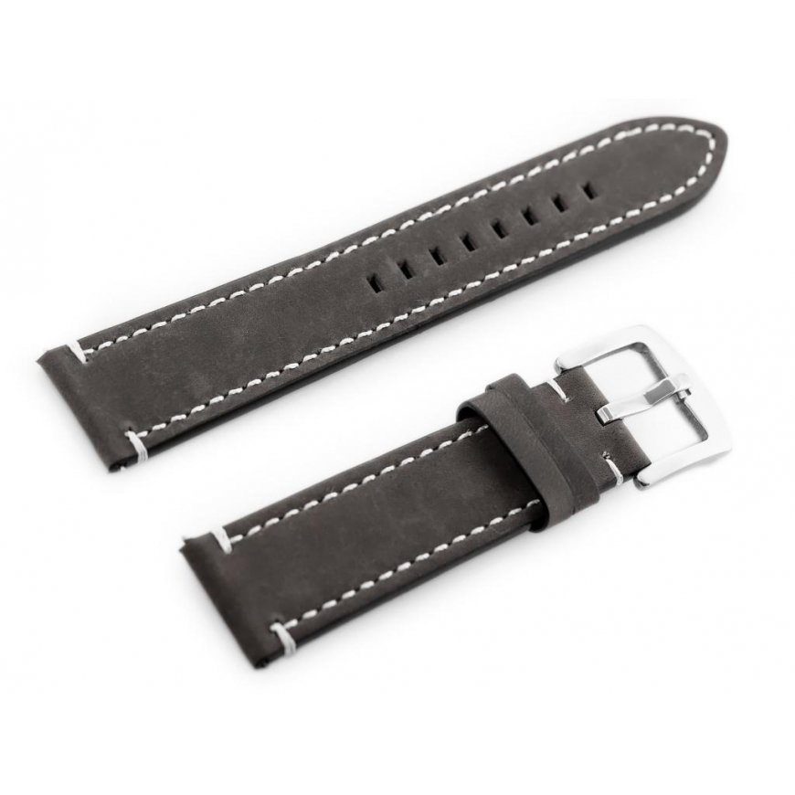 Pacific W72 leather watch strap - gray - 20mm – 2