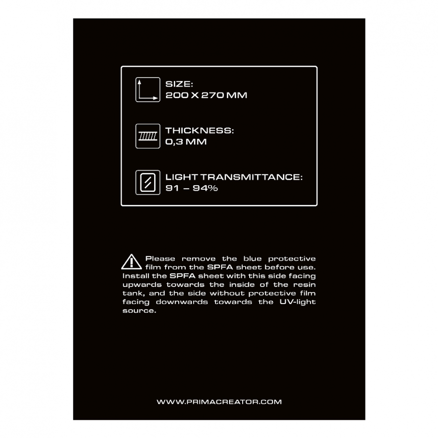 PrimaCreator SPFA-kalvo 3D-tulostimille - 200x270mm – 3