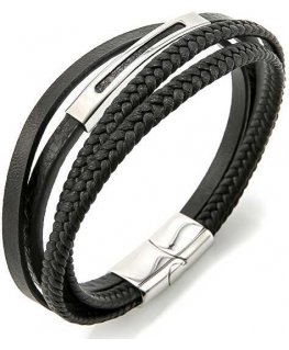 Troli Black leather bracelet Leather VSB003SB-PET