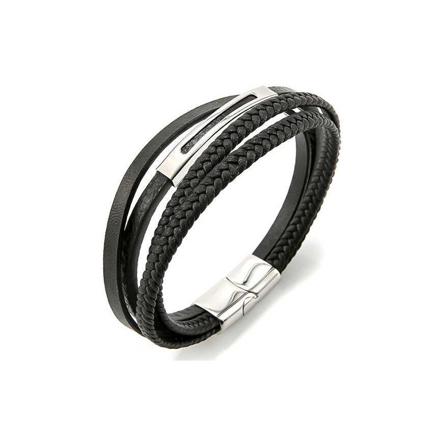 Troli Black leather bracelet Leather VSB003SB-PET
