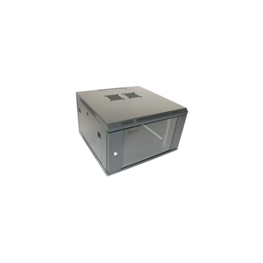 XtendLan 19" wall cabinet 6U 600x600, load capacity 60 kg, glass doors, welded, black – 2