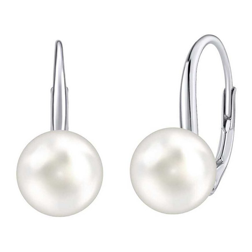 Silvego Silver earrings with white Swarovski ® Crystals pearl VSW018ELPS