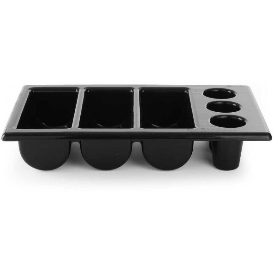 Ruokailuvälinesäiliö GN1/1 6 kpl musta - Hendi 552360