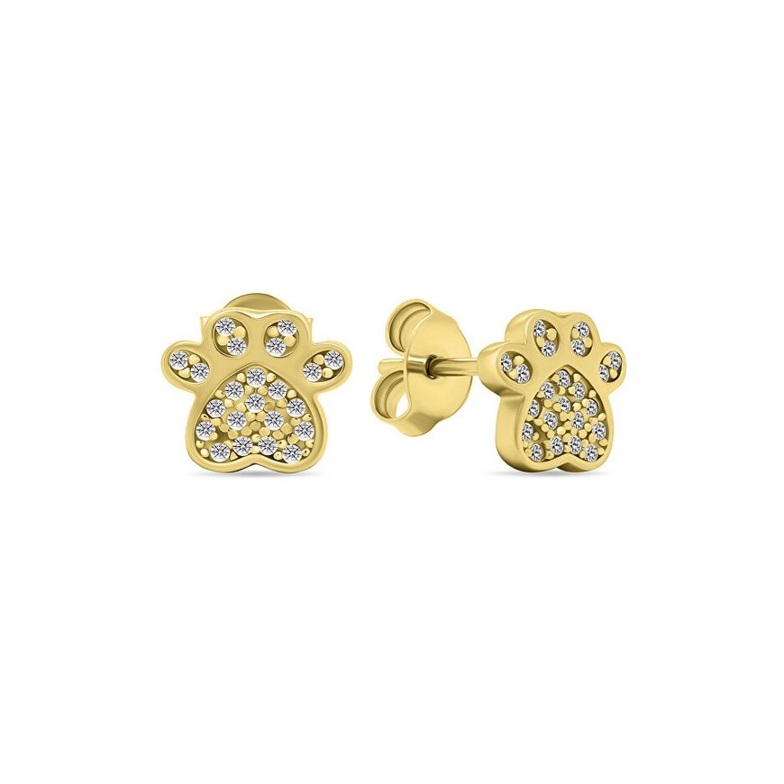 Brilio Silver Brilio Silver Playful gold-plated earrings with clear zircons Paws EA590Y