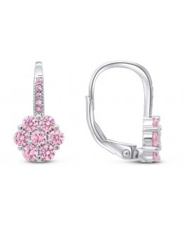 Brilio Silver Brilio Silver Silver flower earrings with pink zircons EA15WP