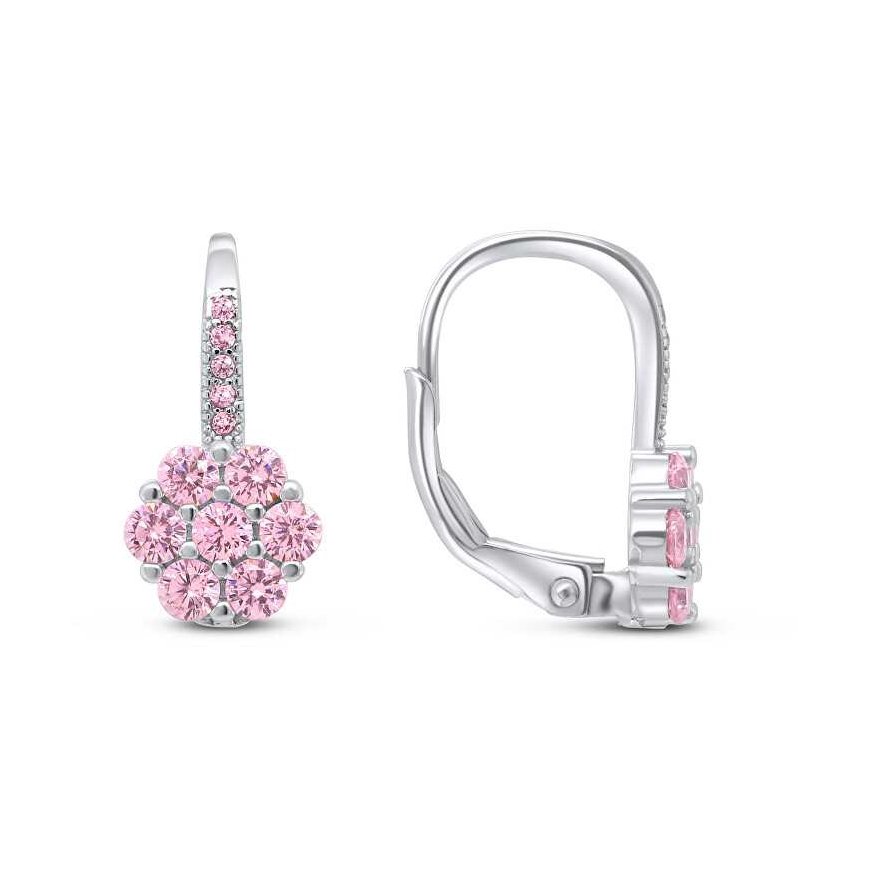 Brilio Silver Brilio Silver Silver flower earrings with pink zircons EA15WP