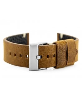 Pacific W93 leather watch strap - brown/white - 20mm
