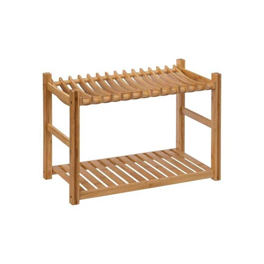 55 Simply Smart Vapaasti seisova astiankuivausteline, 2 tasoa, bambu, ruokailuvälinelaatikolla, 53 x 24,7 x 33 cm – 2