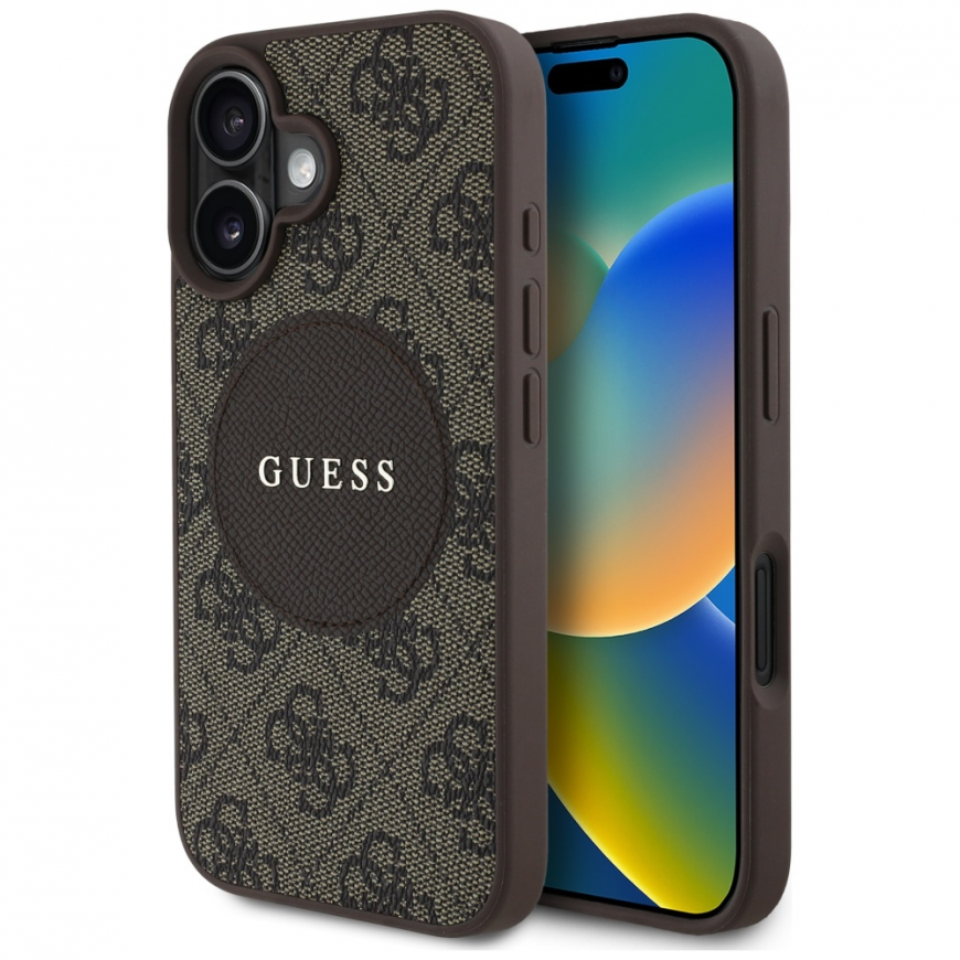 Guess 4G Circle Classic Logo MagSafe dėklas iPhone 16 - ruda – 3