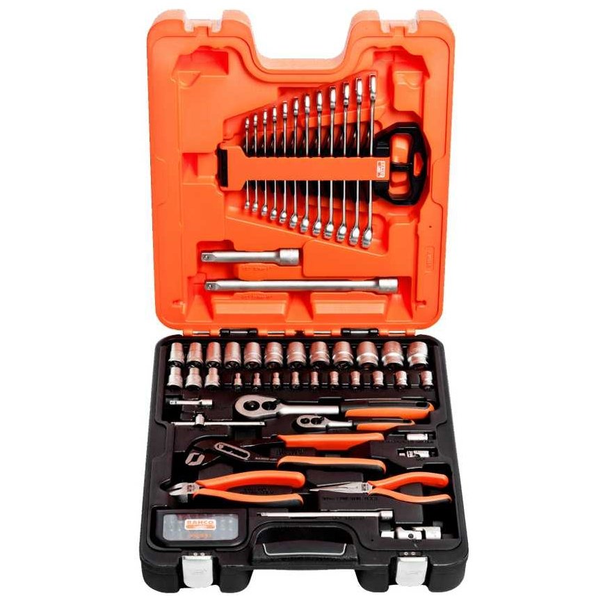 Mišrus įrankių, galvų ir terkšlių rinkinys 1/4"-1/2", 81vnt Bahco