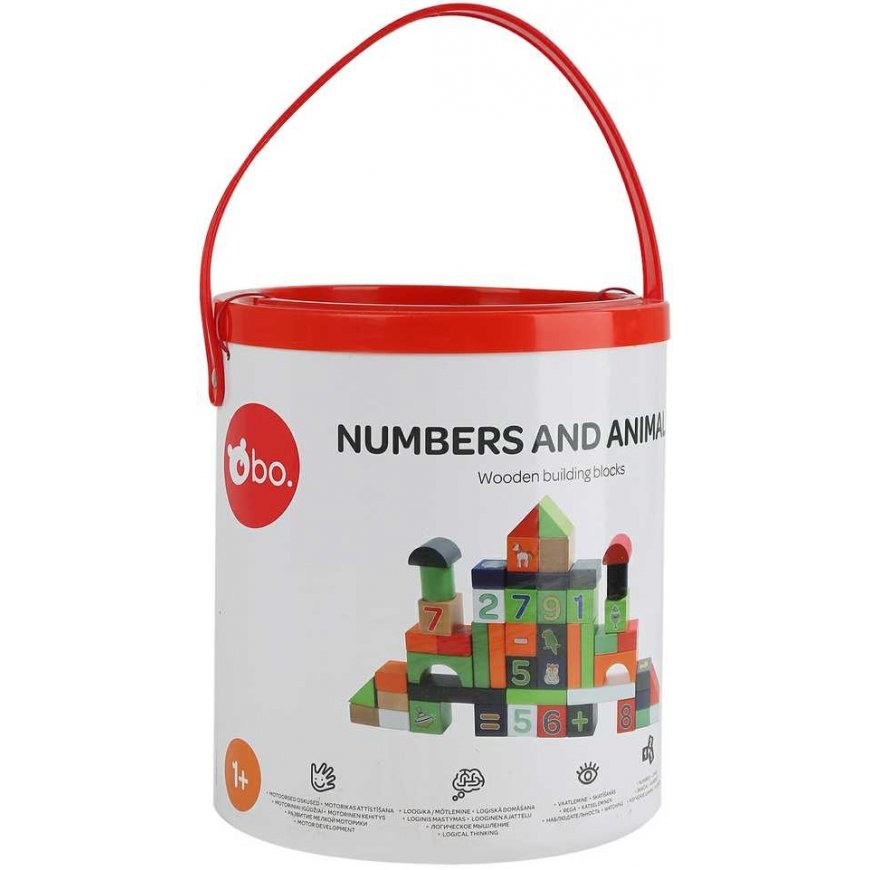 boo. Puupalikat "Numerot ja eläimet"
