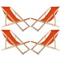 Set of 4 sun loungers, orange, assembled, Woodok Set of 4 sun loungers, orange, assembled, Woodok