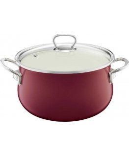 Enamel pot with lid Pyza 20 cm burgundy EMALIA OLKUSZ