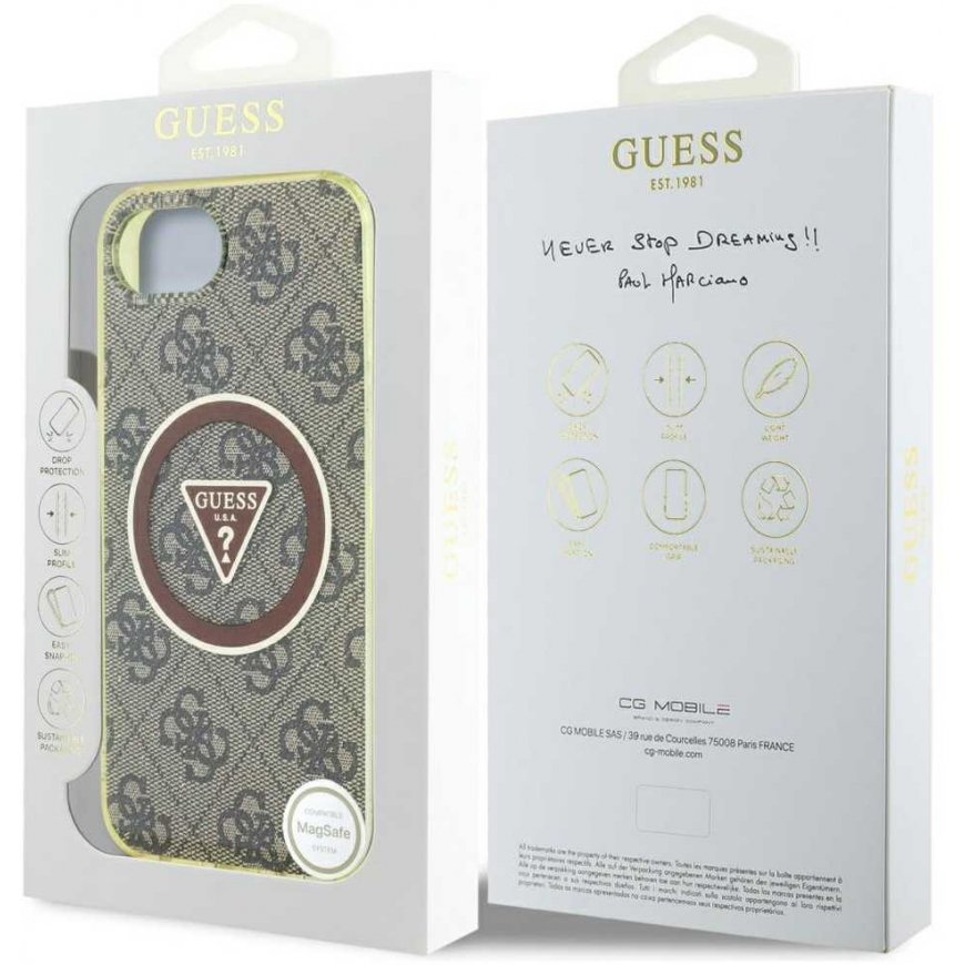 GUESS kotelo IPHONE 16e:lle (SE 4 2025), yhteensopiva MagSafe GUHMPSE4HG4PRTGW (IML Metal Glitter 4G Circle Triangle) kanssa rus – 2
