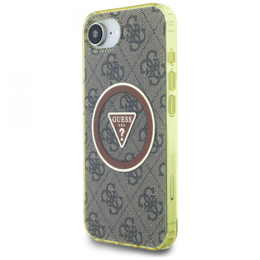 GUESS case for IPHONE 16e (SE 4 2025), compatible with MagSafe GUHMPSE4HG4PRTGW (IML Metal Glitter 4G Circle Triangle) brown – 4