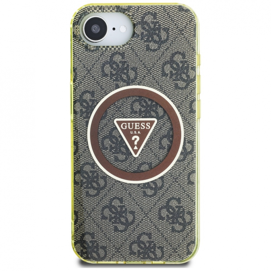 GUESS kotelo IPHONE 16e:lle (SE 4 2025), yhteensopiva MagSafe GUHMPSE4HG4PRTGW (IML Metal Glitter 4G Circle Triangle) kanssa rus – 5