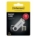 Intenso Basic Line USB atmintukas 32 GB USB A tipo 2.0 Juoda, Sidabras