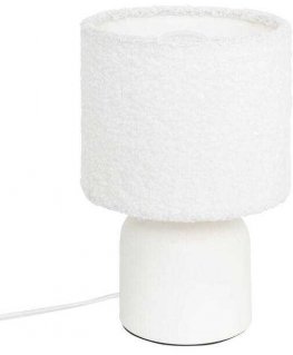 Atmosphera BONA keraaminen pöytävalaisin bouclé-varjostimella, Ø 14 cm