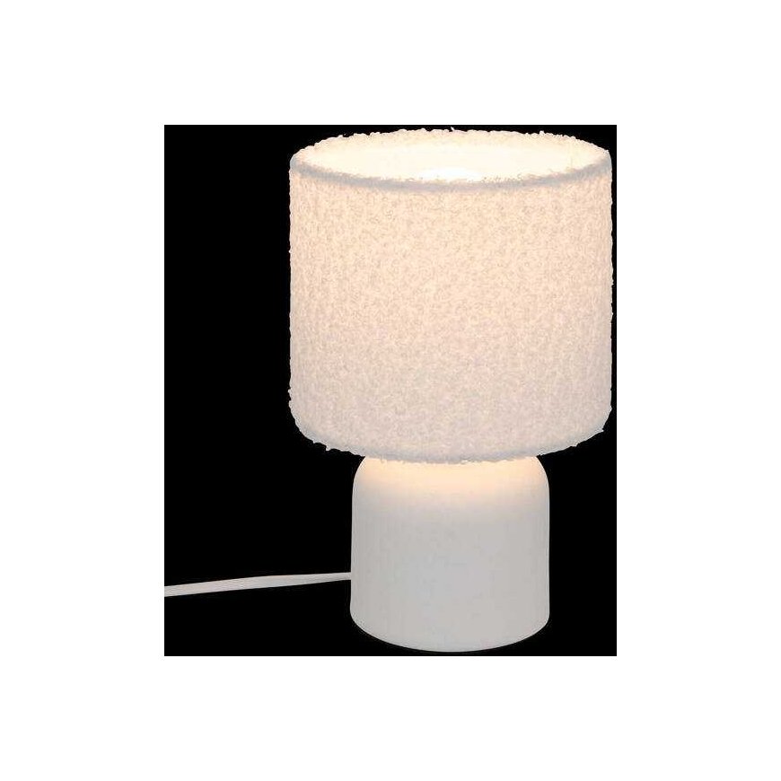 Atmosphera BONA ceramic table lamp with bouclé shade, Ø 14 cm – 3