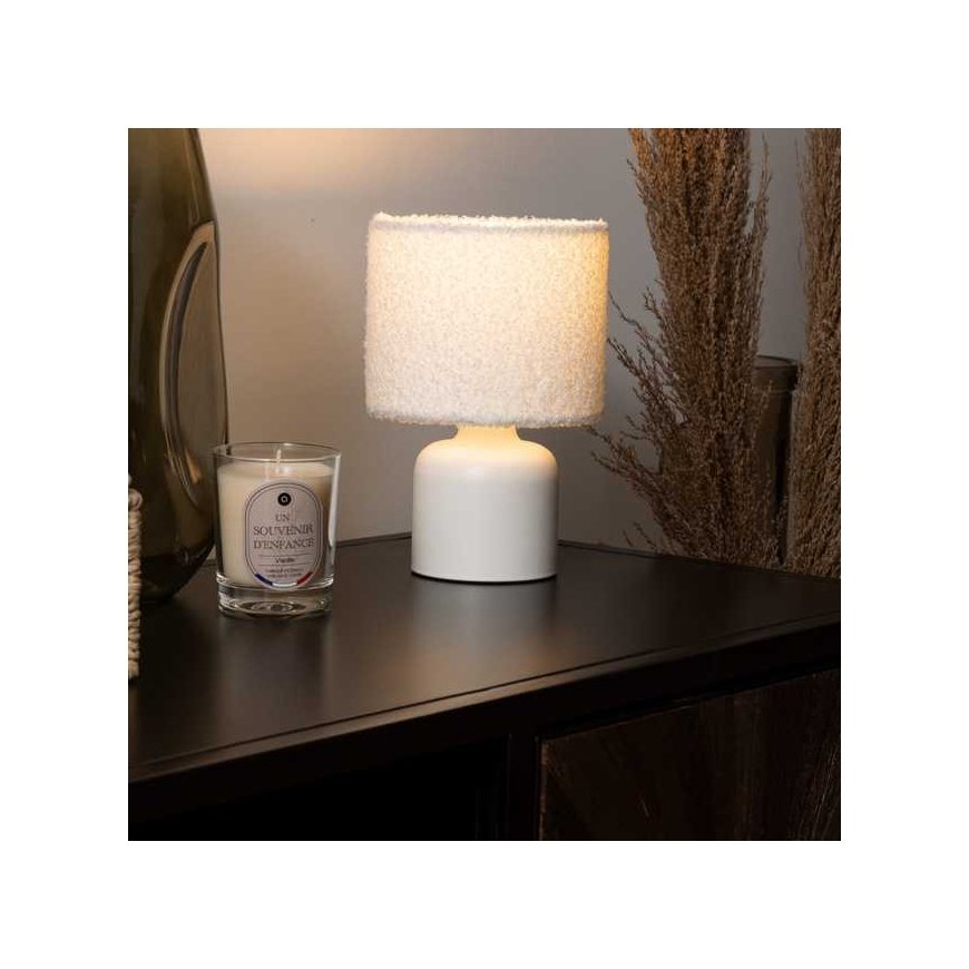 Atmosphera BONA ceramic table lamp with bouclé shade, Ø 14 cm – 5