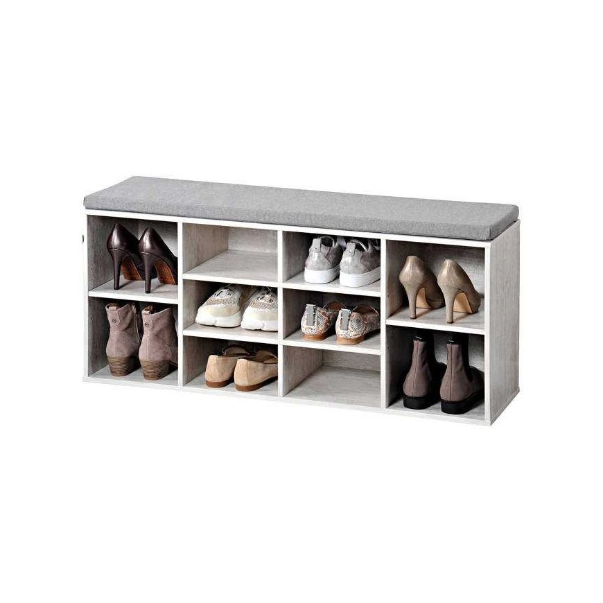 Shoe cabinet with seat, bleached wood, KESPER