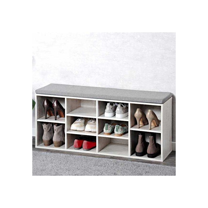 Shoe cabinet with seat, bleached wood, KESPER – 2