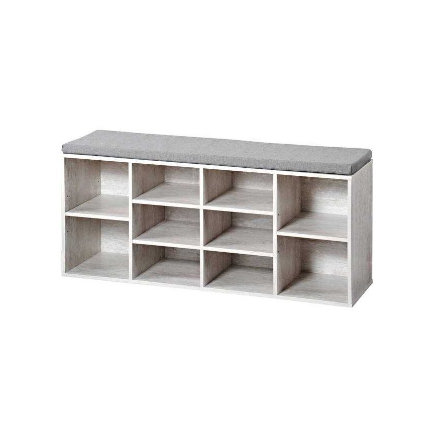 Shoe cabinet with seat, bleached wood, KESPER – 3