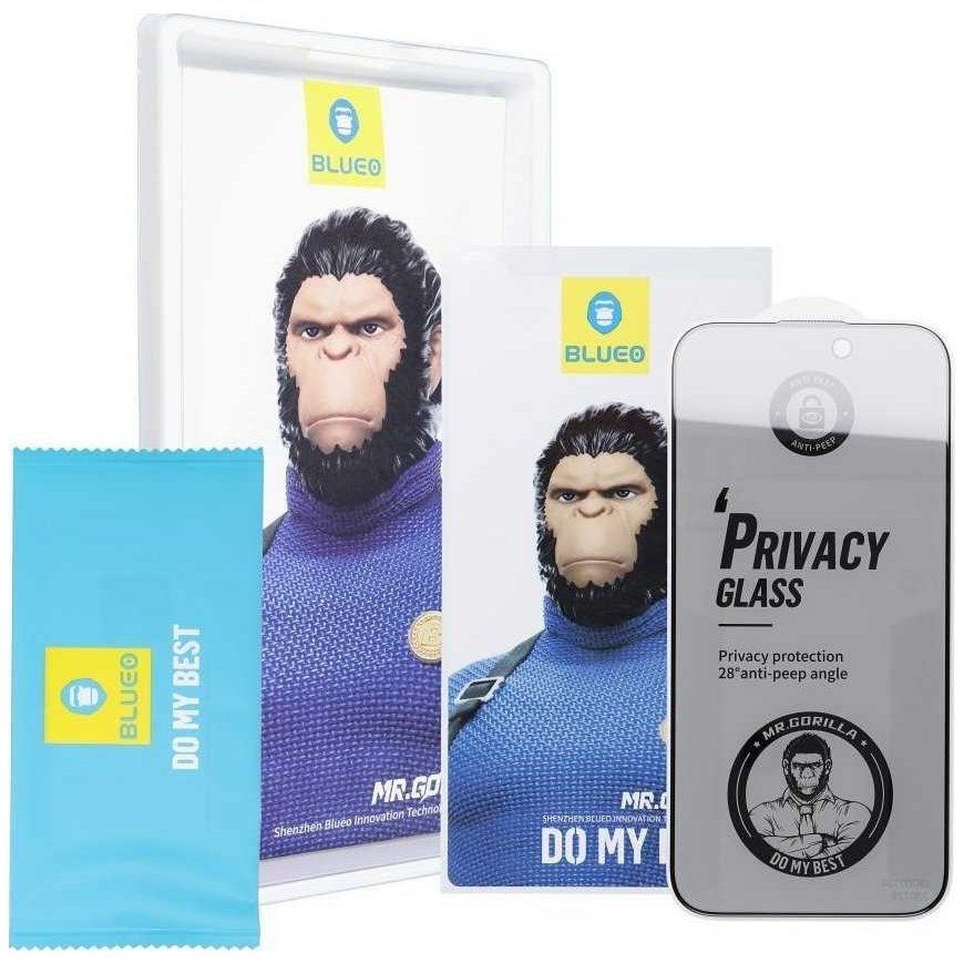 Blueo Tempered Glass 5D Mr. Monkey Glass – for Samsung Galaxy S24 black (strong privacy)