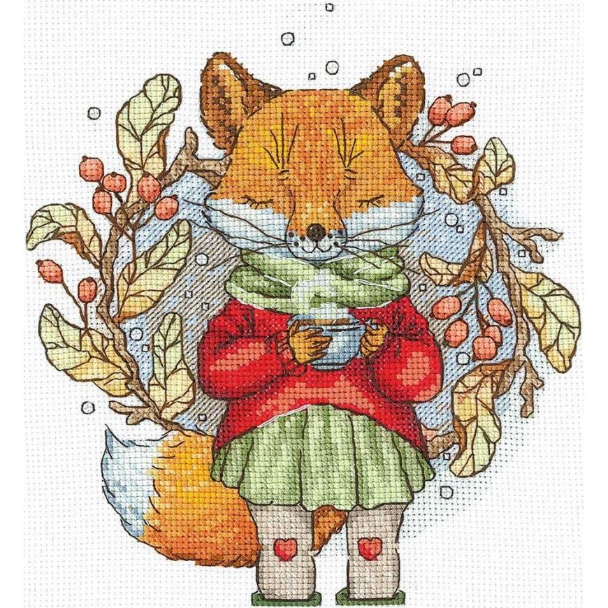 Beldizart Cross stitch kit "Autumn Tea" 15 x 17 cm SANO-32