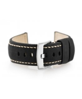 Pacific W29 leather watch strap - juodas - 22mm