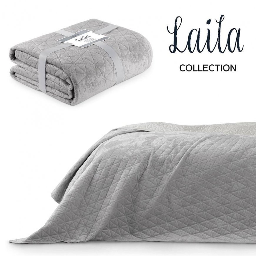 AmeliaHome Bedspread LAILA color gray simple