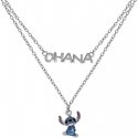 Disney Stitch Lilo and Stitch Double Silver Necklace NS00059SRHL-17.CS (Chain, Pendant)
