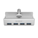 Orico MH4PU Hub Clamp-Mounted 4x USB-A 3.0 - sidabro spalvos