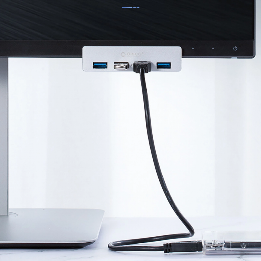 Orico MH4PU Hub Clamp-Mounted 4x USB-A 3.0 - sidabro spalvos – 4