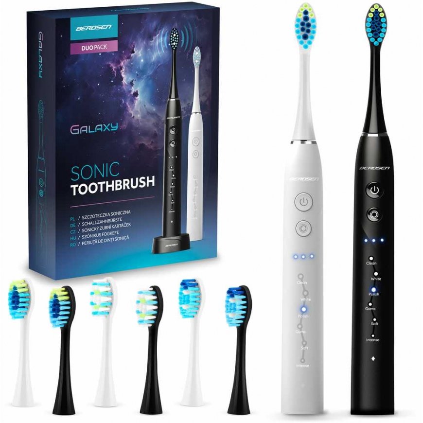 Dantų šepetėlis Berdsen Galaxy Duo sonic dantų šepetėlių rinkinys iš 2 vnt