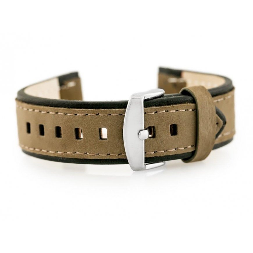 Pacific W80 beige/musta nahkaranneke - 20mm