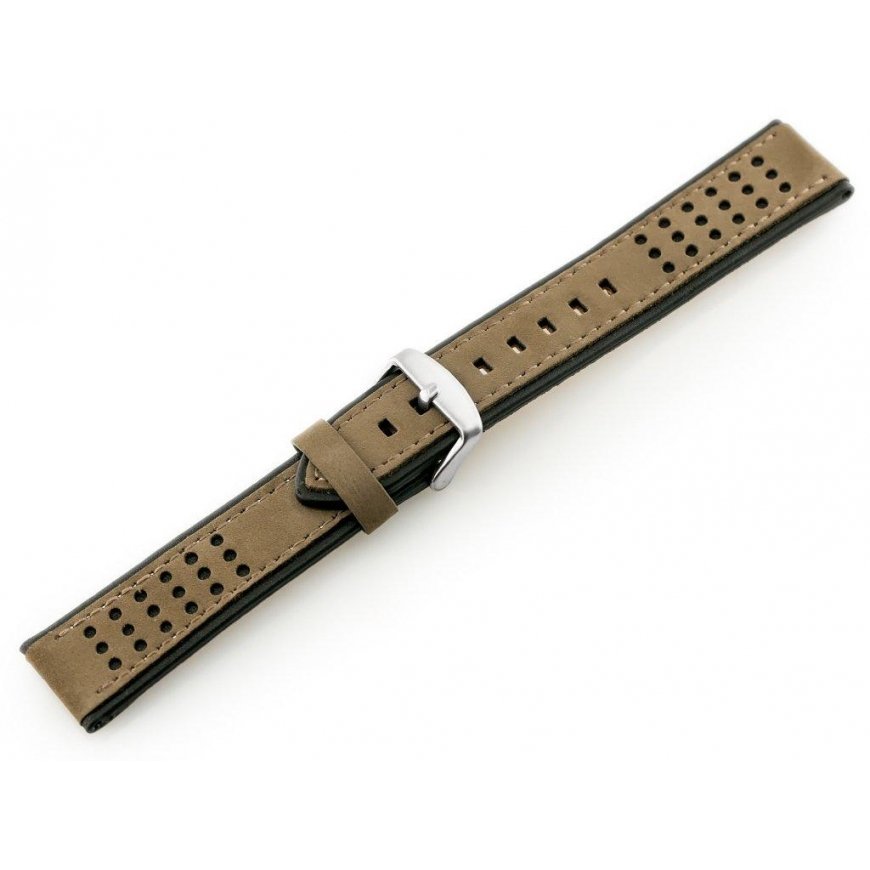 Pacific W80 beige/black leather watch strap - 20mm – 2