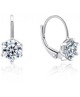 Moiss Delicate silver earrings with clear zircons E0000676
