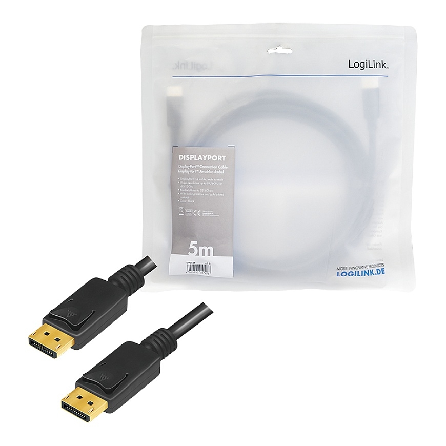 LogiLink CV0139 DisplayPort кабель 5 m Черный – 5