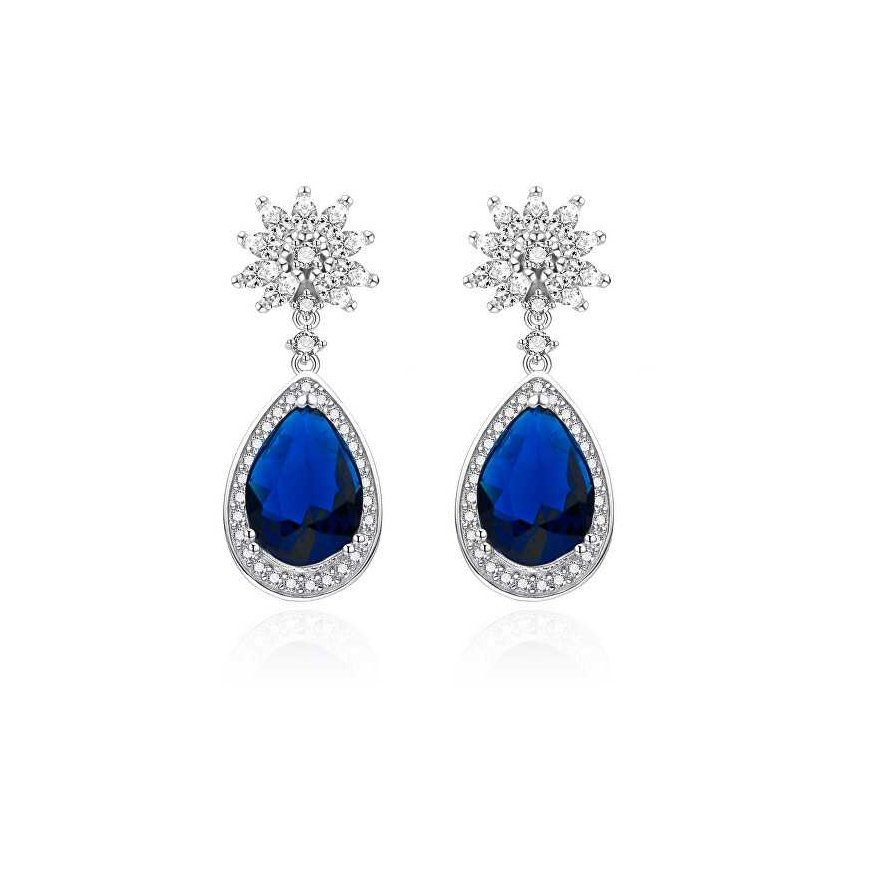 Agat Beautiful silver earrings with blue zircons AGT-E151PBL