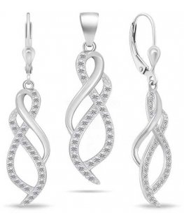 Brilio Silver Brilio Silver Sparkling silver jewelry set with zircons SET222W (earrings, pendant)