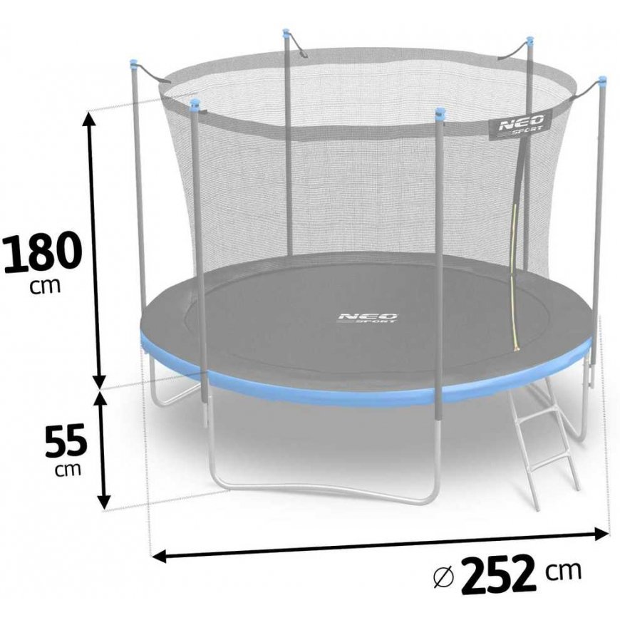 8 ft / 252 cm garden trampoline with inner net and Neo-Sport ladder – 4